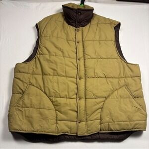 Golden Fleece Mens Quilted Puffer Vest XXXL Tall Olive Green Brown Snap Front